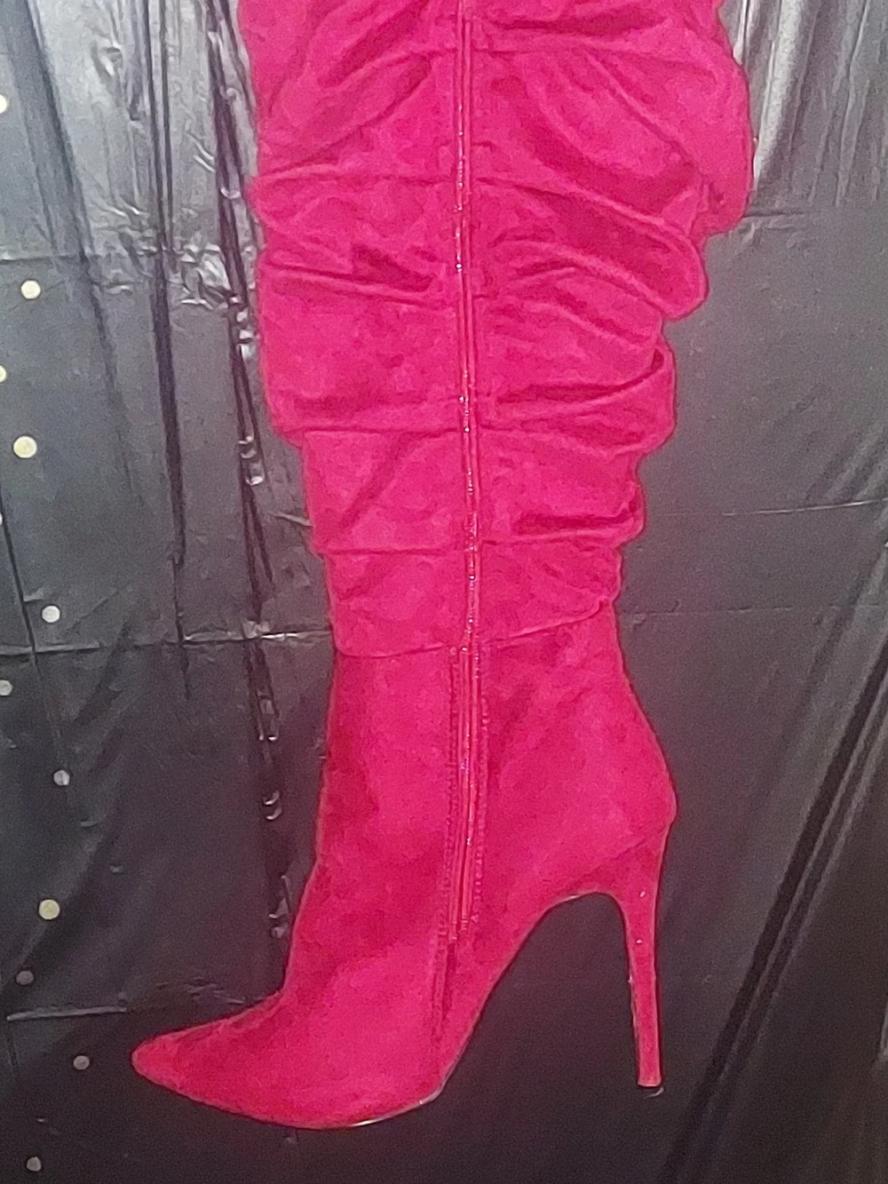 Hot Pink Ruched Zipper Dress